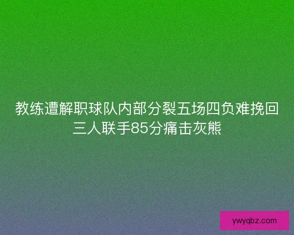 教练遭解职球队内部分裂五场四负难挽回三人联手85分痛击灰熊