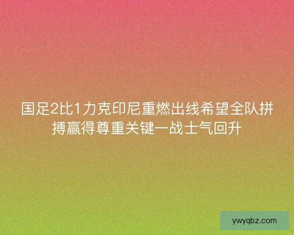 国足2比1力克印尼重燃出线希望全队拼搏赢得尊重关键一战士气回升